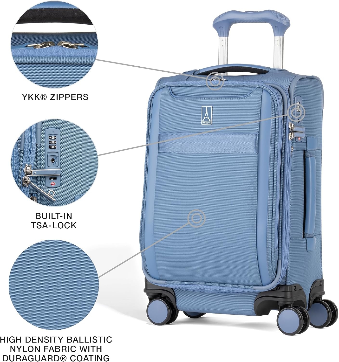 image:imageTravelpro VersaPack Softside Checked Luggage Suitcase Black 25Inch Lightweight amp Expandable With 8 Spinner Wheels amp BuiltIn TSA Lock for Men amp Women TravelersElemental Blue