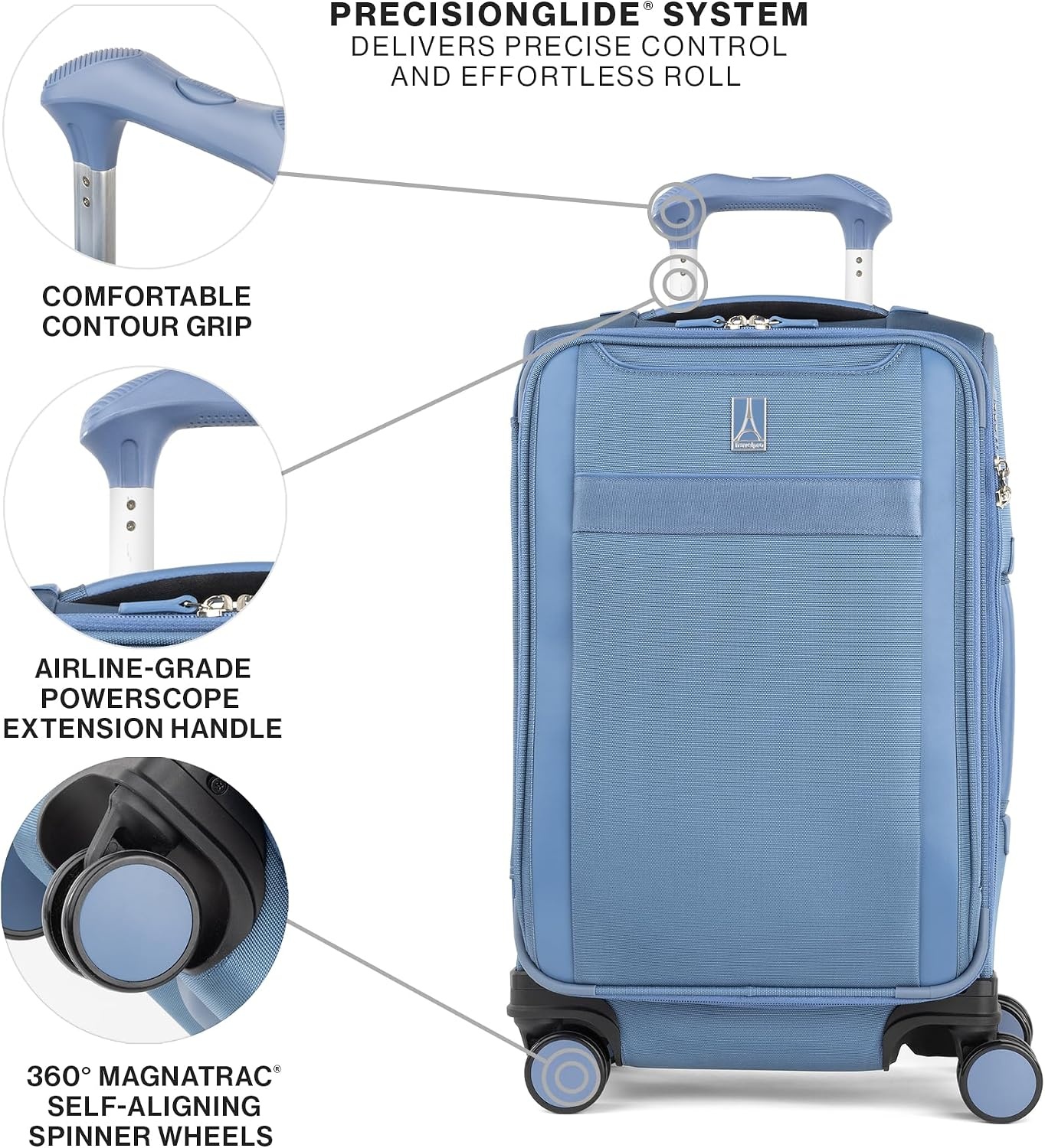 image:imageTravelpro VersaPack Softside Checked Luggage Suitcase Black 25Inch Lightweight amp Expandable With 8 Spinner Wheels amp BuiltIn TSA Lock for Men amp Women TravelersElemental Blue