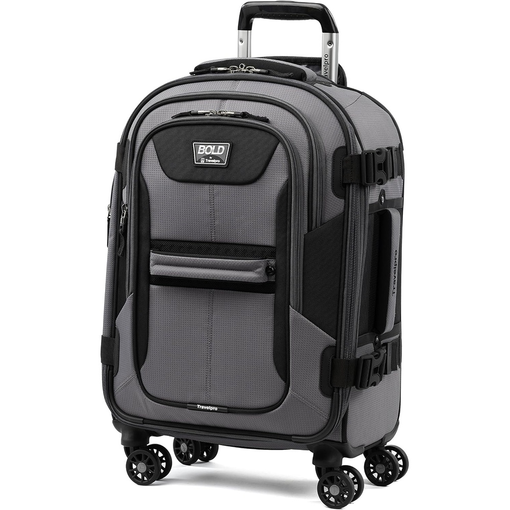 image:imageTravelpro Bold Softside CarryOn Luggage Spinner BlueBlack 21InchGreyBlack