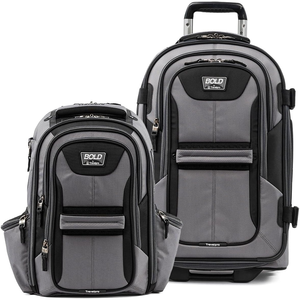 image:imageTravelpro Bold Softside CarryOn Luggage amp Backpack Set OliveBlack Includes Suitcase amp Matching Backpack Expandable 2Wheel Upright Unisex Design for Men amp WomenGrey