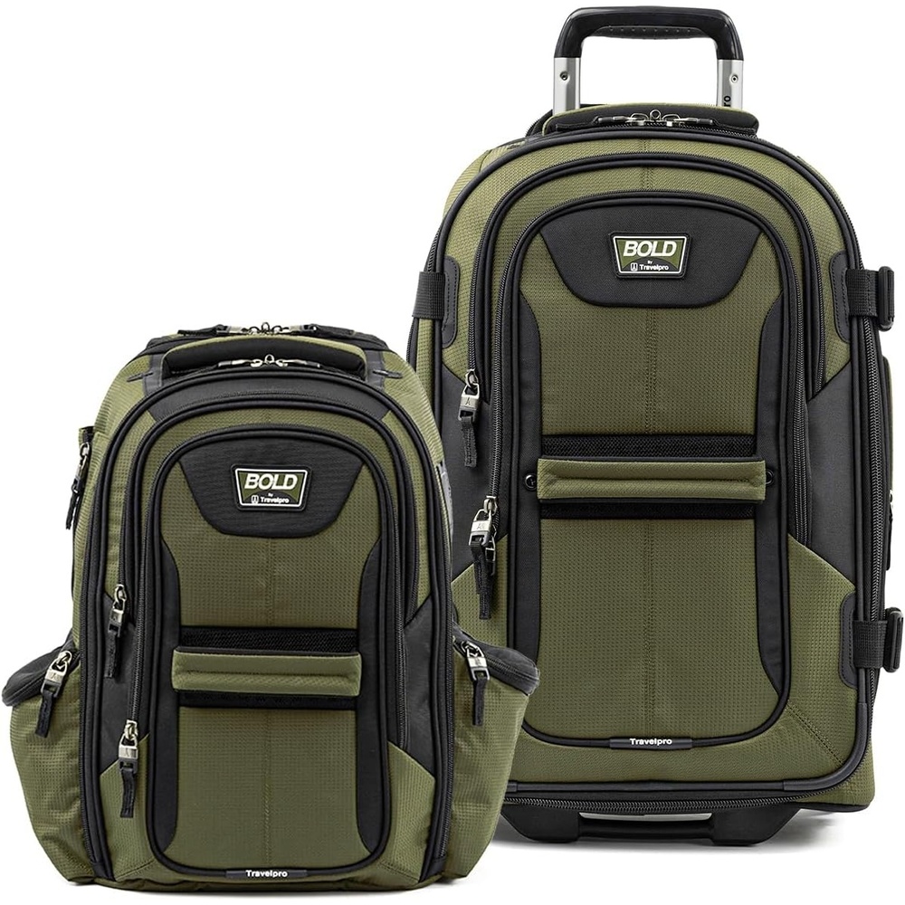 image:imageTravelpro Bold Softside CarryOn Luggage amp Backpack Set OliveBlack Includes Suitcase amp Matching Backpack Expandable 2Wheel Upright Unisex Design for Men amp WomenOlive