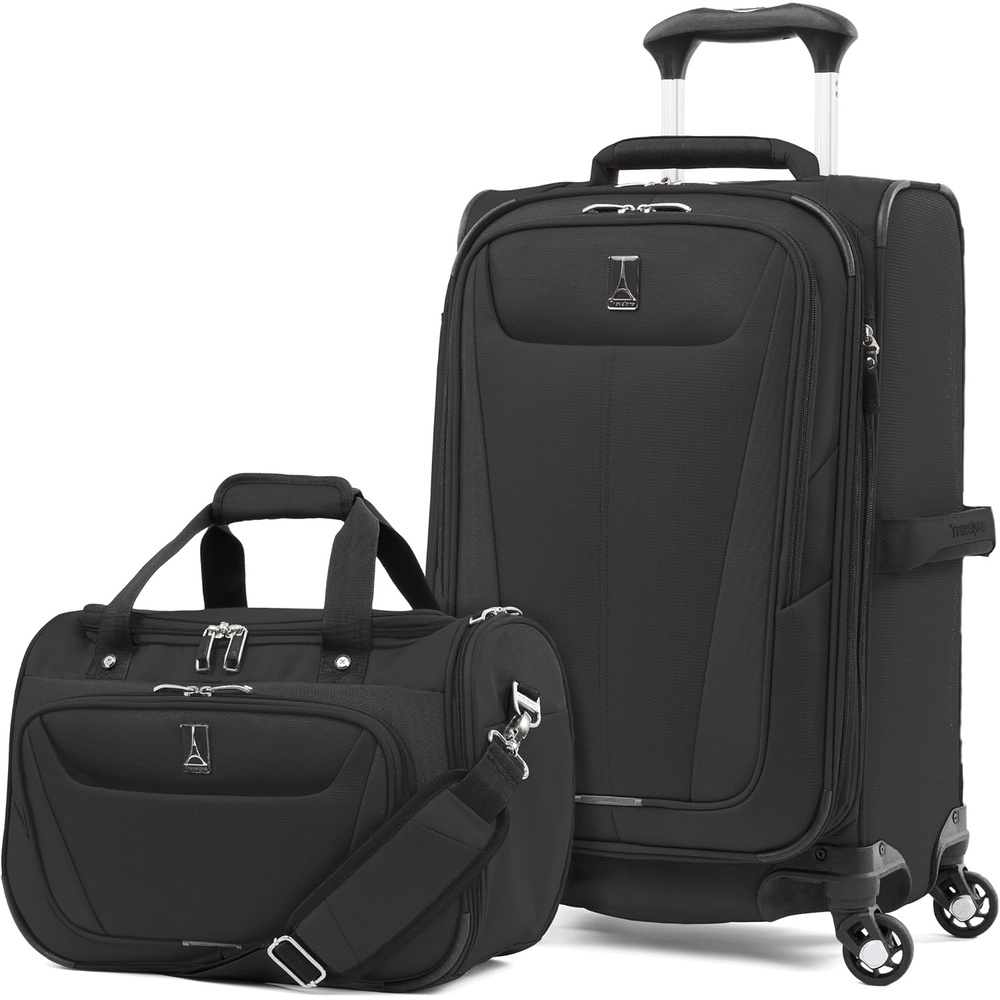 image:imageTravelpro Maxlite 5 Softside 2pc Set Expandable Carry On Luggage with 4 Spinner WheelsSoft Underseat Tote Lightweight Suitcase Men and Women Black