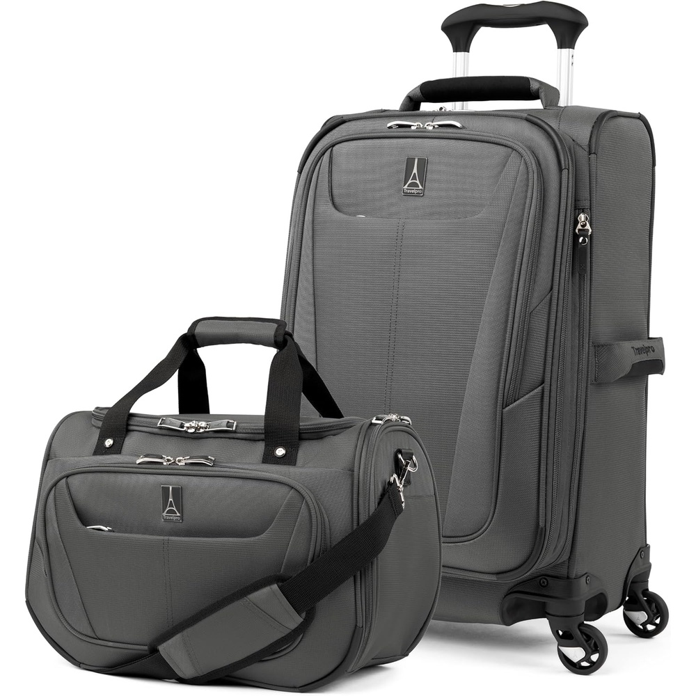 image:imageTravelpro Maxlite 5 Softside 2pc Set Expandable Carry On Luggage with 4 Spinner WheelsSoft Underseat Tote Lightweight Suitcase Men and Women Slate GreenShadow Grey