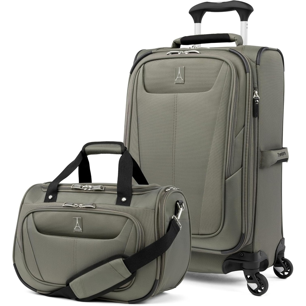 image:imageTravelpro Maxlite 5 Softside 2pc Set Expandable Carry On Luggage with 4 Spinner WheelsSoft Underseat Tote Lightweight Suitcase Men and Women Slate GreenSlate Green