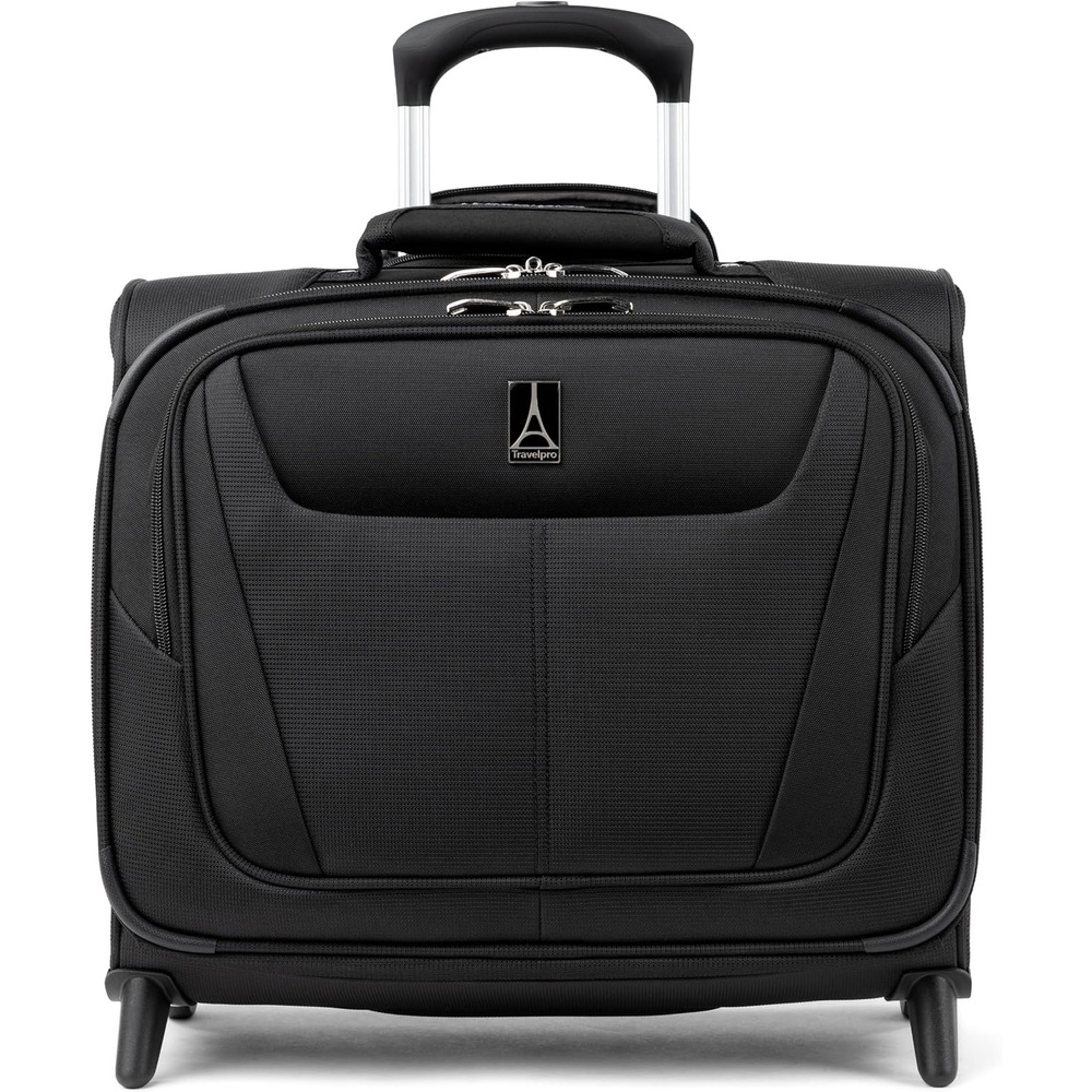 image:imageTravelpro Maxlite 5 Softside Rolling Underseat Tote Black 14Inch Lightweight CarryOn 2Wheel Upright Luggage Personal Item Size Designed for Both Men amp WomenBlack