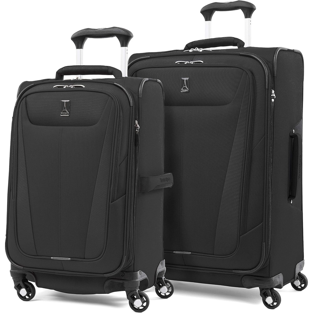 image:imageTravelpro Maxlite 5 Softside Spinner Set Black 2Piece 2125  Includes CarryOn amp Medium Checked Expandable Luggage With 4 Wheels Lightweight amp Versatile Men amp Women
