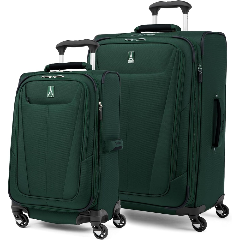 image:imageTravelpro Maxlite 5 Softside Spinner Set Forest 2Piece 2125 Includes CarryOn amp Medium Checked Expandable Luggage With 4 Wheels Lightweight amp Versatile Men amp WomenForest Green