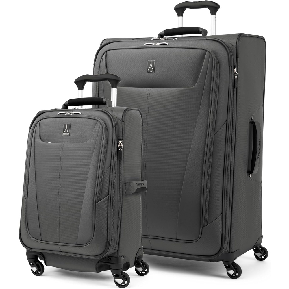 image:imageTravelpro Maxlite 5 Softside Spinner Set Grey 2Piece 2129  Includes CarryOn amp Large Checked Expandable Luggage With 4 Wheels Lightweight amp Versatile Men amp Women