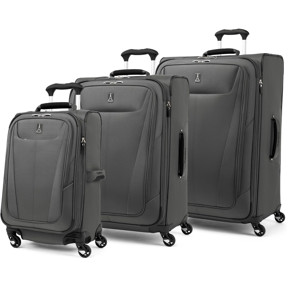 image:imageTravelpro Maxlite 5 Softside Spinner Set Grey 3Piece 212529 Carry on Medium and Large Checked Expandable Luggage With 4 Wheels Lightweight amp Versatile Travel Design Men amp Women
