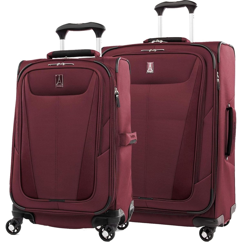 image:imageTravelpro Maxlite 5 Softside Spinner Set Red 2Piece 2125 Includes CarryOn amp Medium Checked Expandable Luggage With 4 Wheels Lightweight amp Versatile Men amp Women