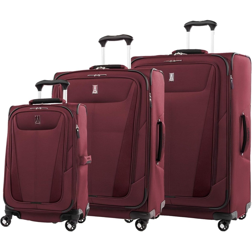image:imageTravelpro Maxlite 5 Softside Spinner Set Red 3Piece 212529 Carry on Medium and Large Checked Expandable Luggage With 4 Wheels Lightweight amp Versatile Travel Design Men amp Women