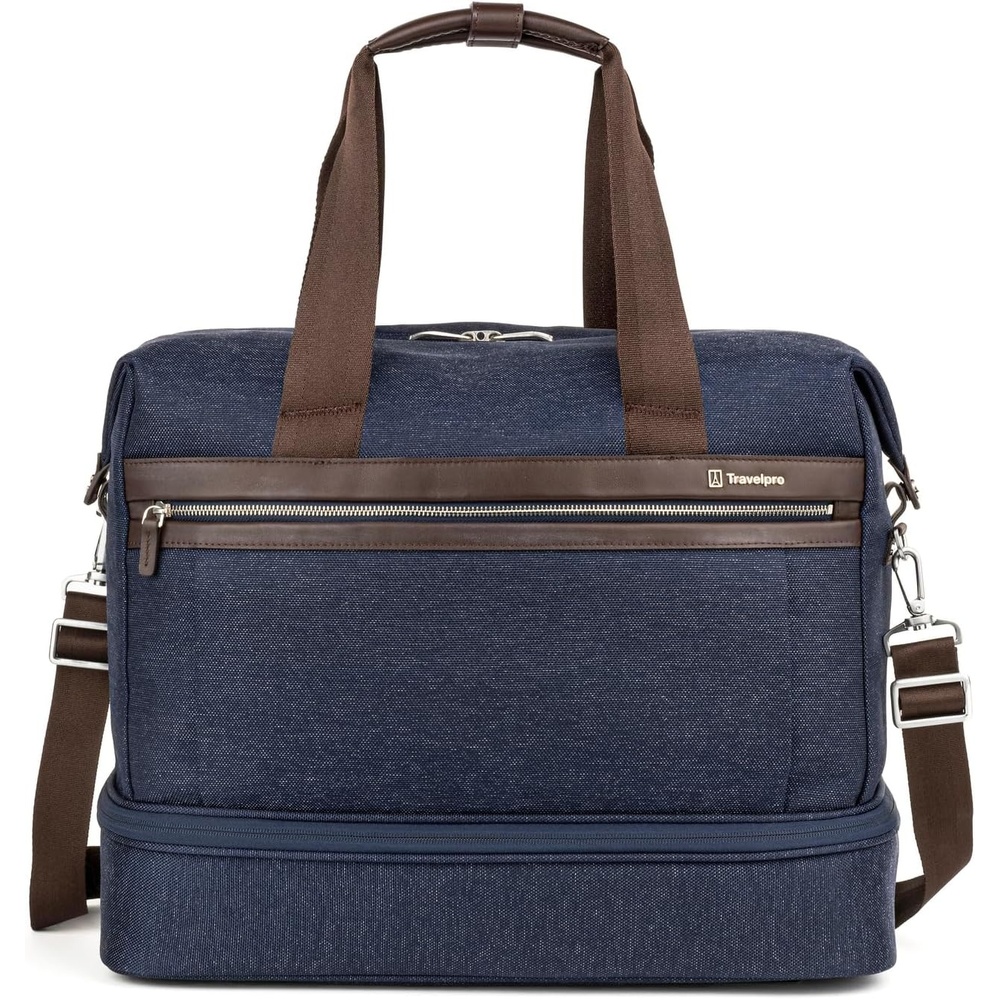 image:imageTravelpro Platinum Elite Carry on Soft Travel DropBottom Weekender Bag Overnight Men and WomenTrue Navy Blue