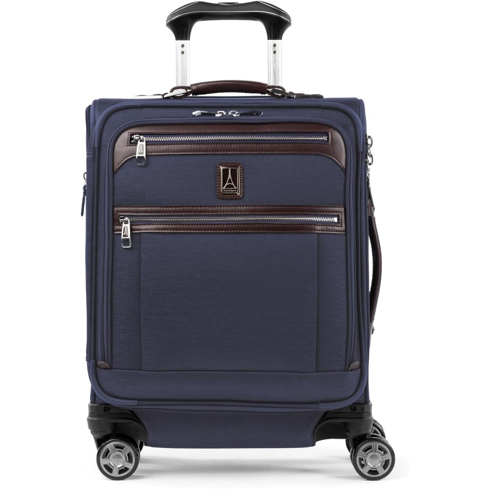 image:imageTravelpro Platinum Elite CarryOn Luggage Spinner Black 20Inch  Expandable Softside With 8 Wheels USB Port TSA Lock amp Laptop amp Tablet Sleeves for Men amp WomenTrue Navy Blue