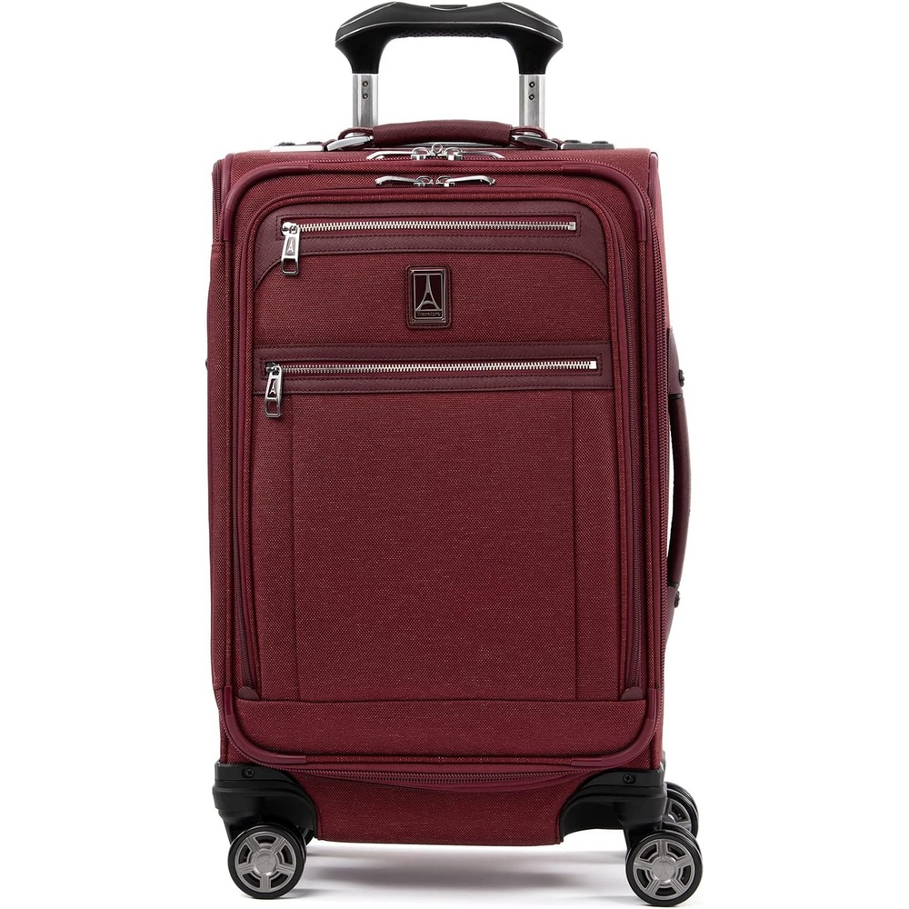 image:imageTravelpro Platinum Elite CarryOn Luggage Spinner Grey 21InchBordeaux Red