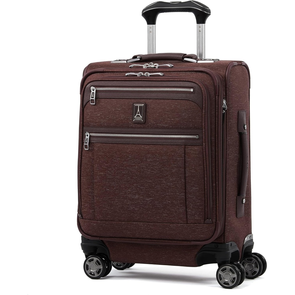 image:imageTravelpro Platinum Elite Softside Spinner Set Black 2Piece 2125 Includes CarryOn amp Medium Checked Suitcase Expandable Softside With USB Port 8 Spinner Wheels amp TSAApproved LockBordeaux Red