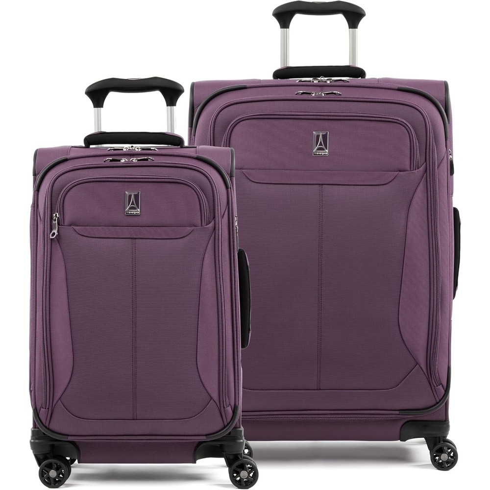 image:imageTravelpro Tourlite Softside 3Piece Set Expandable Luggage 4 Spinner Wheels Lightweight Suitcase 21 CarryOn 25 Checked Medium 29 Check Large BlackDeep Purple