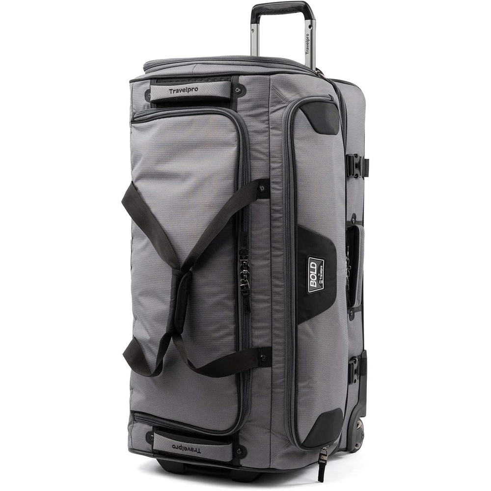 image:imageTravelpro Tpro Bold 20 30 Inch Drop Bottom Rolling DuffelGreyBlack
