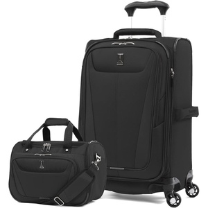 Travelpro Maxlite 5 Softside 2pc Set Expandable Carry On Luggage with 4 Spinner Wheels/Soft Underseat Tote, Lightweight Suitcase, Men and Women, Slate Green(Black)