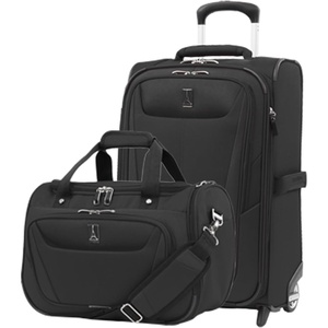 Travelpro Maxlite 5 Softside 2pc Set Expandable Carry On Upright 2 Wheel Luggage/Soft Underseat Tote, Lightweight Suitcase, Men and Women, Black(Black)